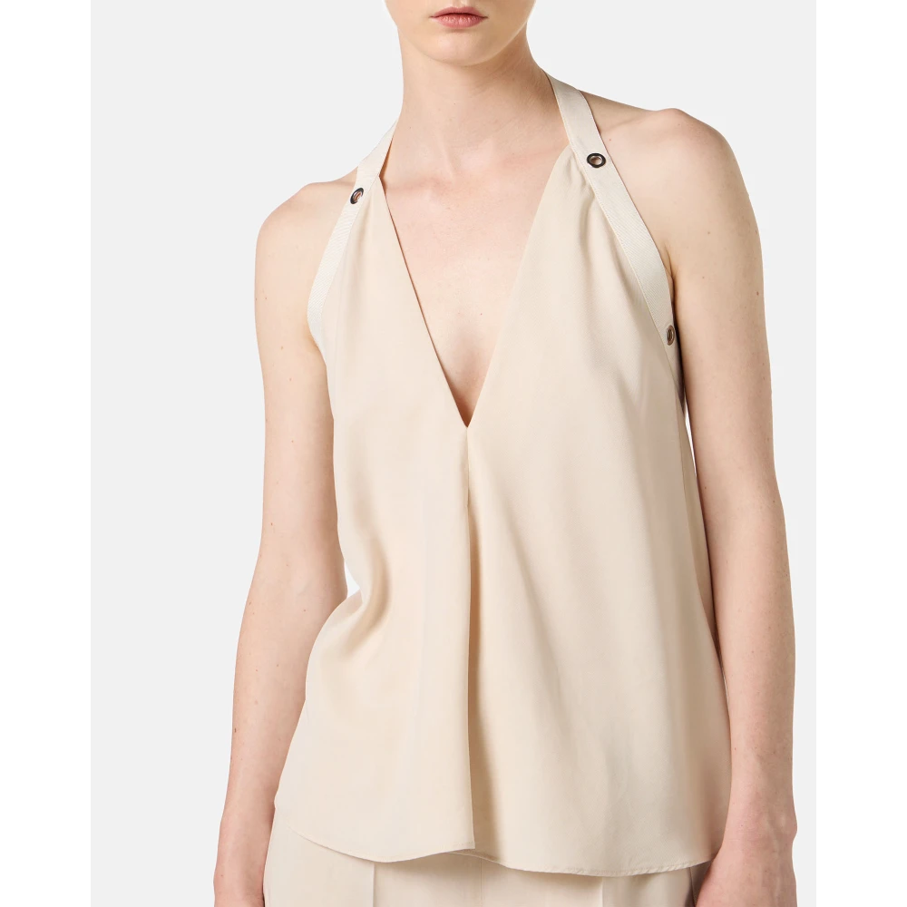 Iceberg Poederkleurige top nieuwe pasvorm in vloeibaar Tencel Beige Dames
