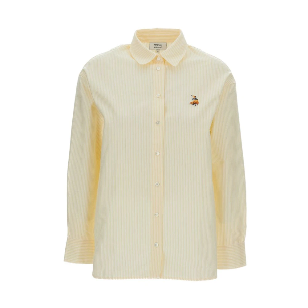 Maison Kitsuné Women's Yellow Shirts, Xs, Dreaming Fox Casual Shirt