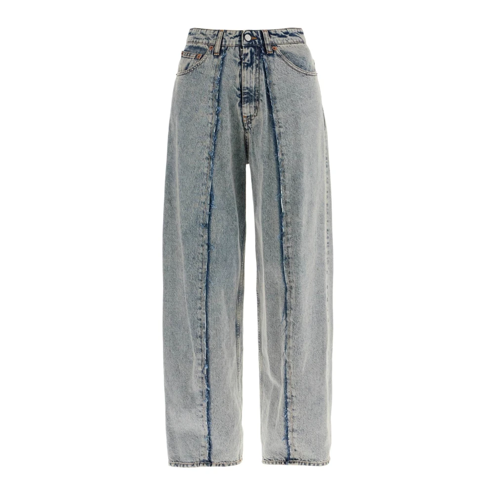 MM6 Maison Margiela Raw-Cut Wide Leg Denim Jeans Blue Dames