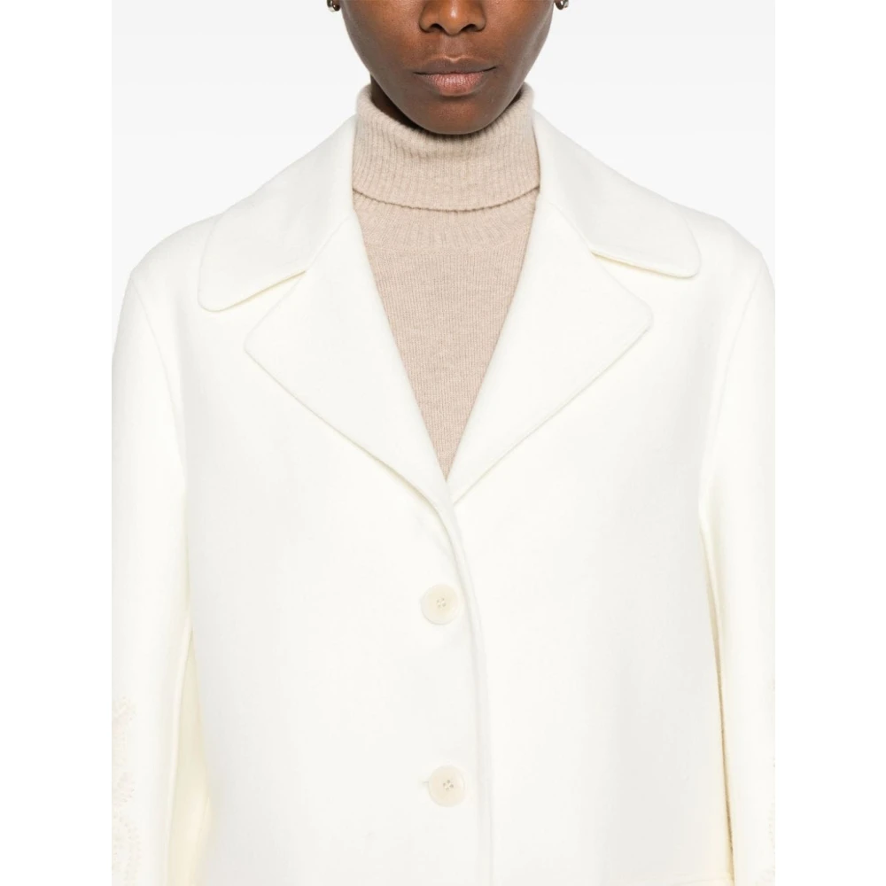 Ermanno Scervino Witte Wollen Jas Geborduurd Motief White Dames