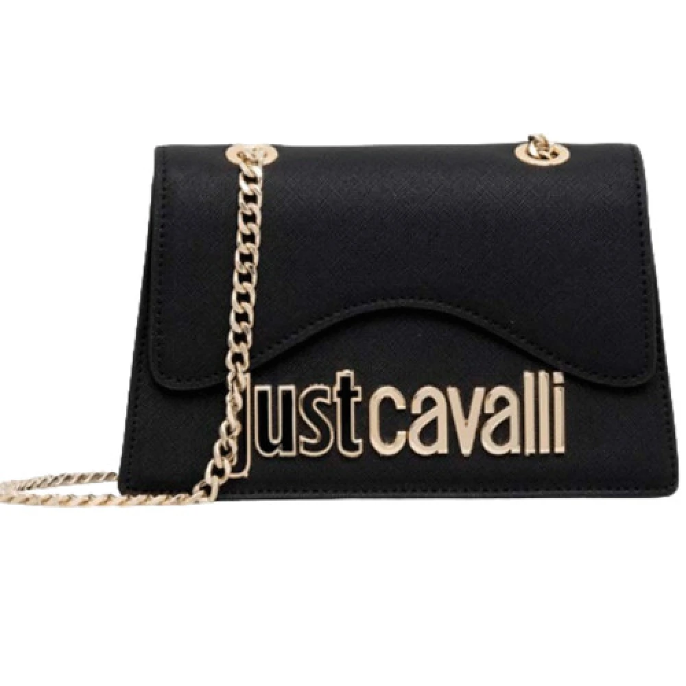 Just Cavalli Zwarte Mini Handtas met Gouden Accenten Black Dames
