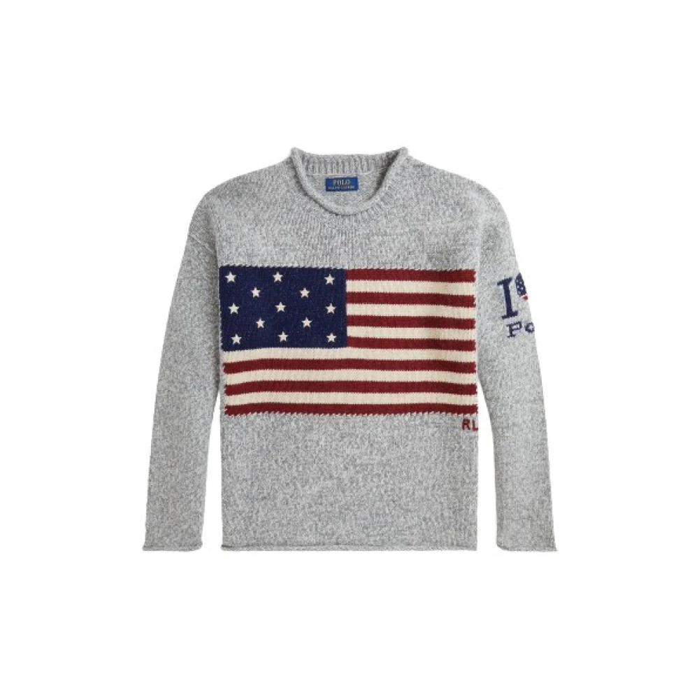 Polo Ralph Lauren Amerikaanse Vlag Wollen Trui Gray Heren