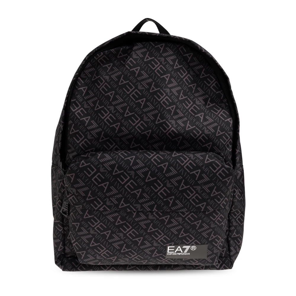 Emporio Armani Ea7 Unisex Zwart Monogram Backpack