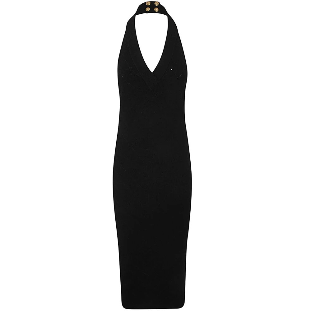 Balmain Noir Halterneck Gebreide Midi Jurk Black Dames