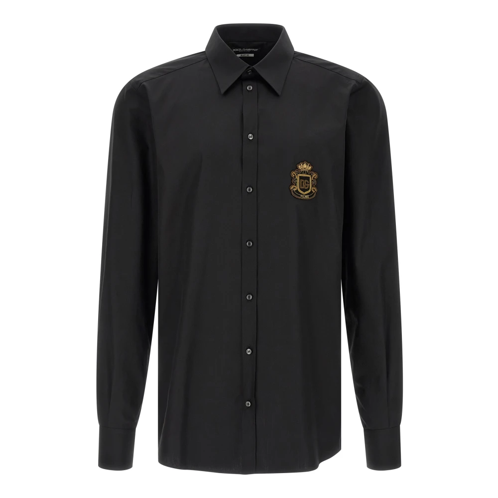 Dolce & Gabbana Men's Black Casual Shirts, 3XL, Martini Cotton Poplin Shirt