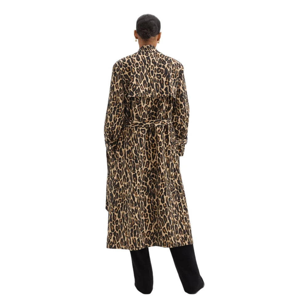 Theory Luipaard Wolprint Trenchcoat Brown Dames