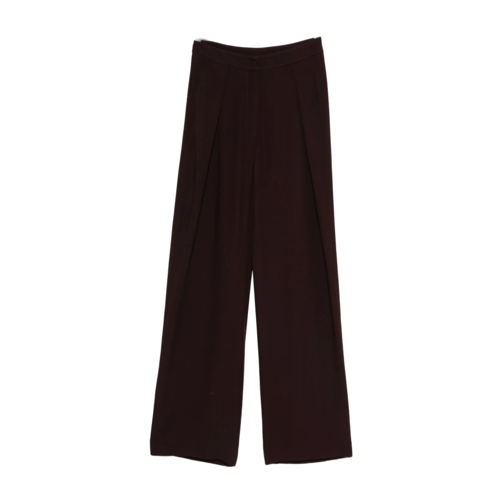 Raquel Diniz Women's Brown Wide Trousers, S, Bordeaux Trousers Elegant Style