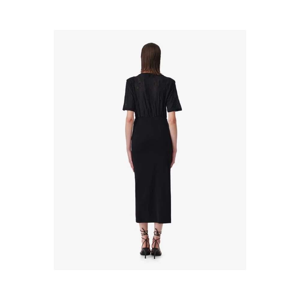 IRO Zwarte Jersey Midi Rok Gedrapeerde Taille Black Dames