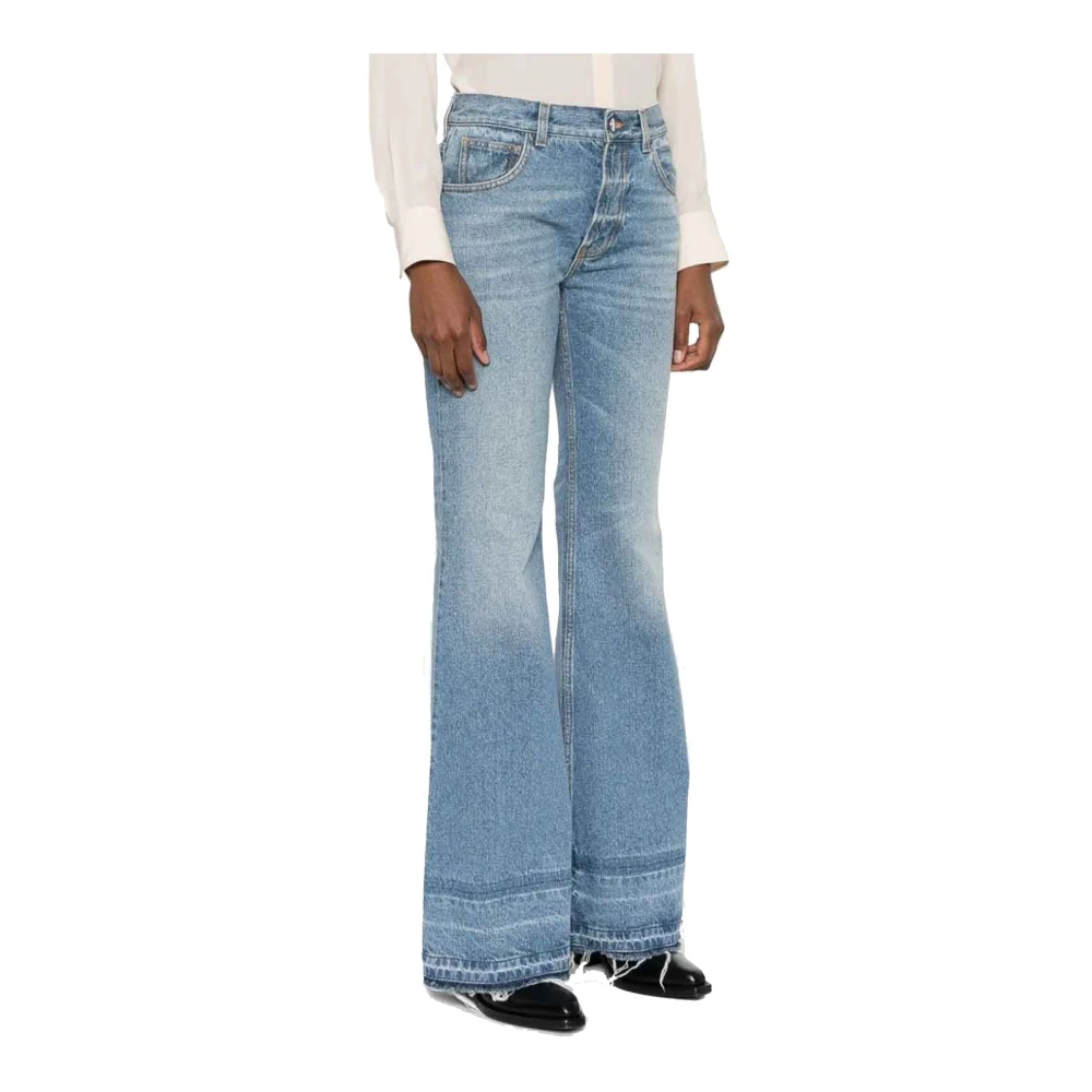 Chloé Bootcut Jeans met Franje Afwerking Blue Dames