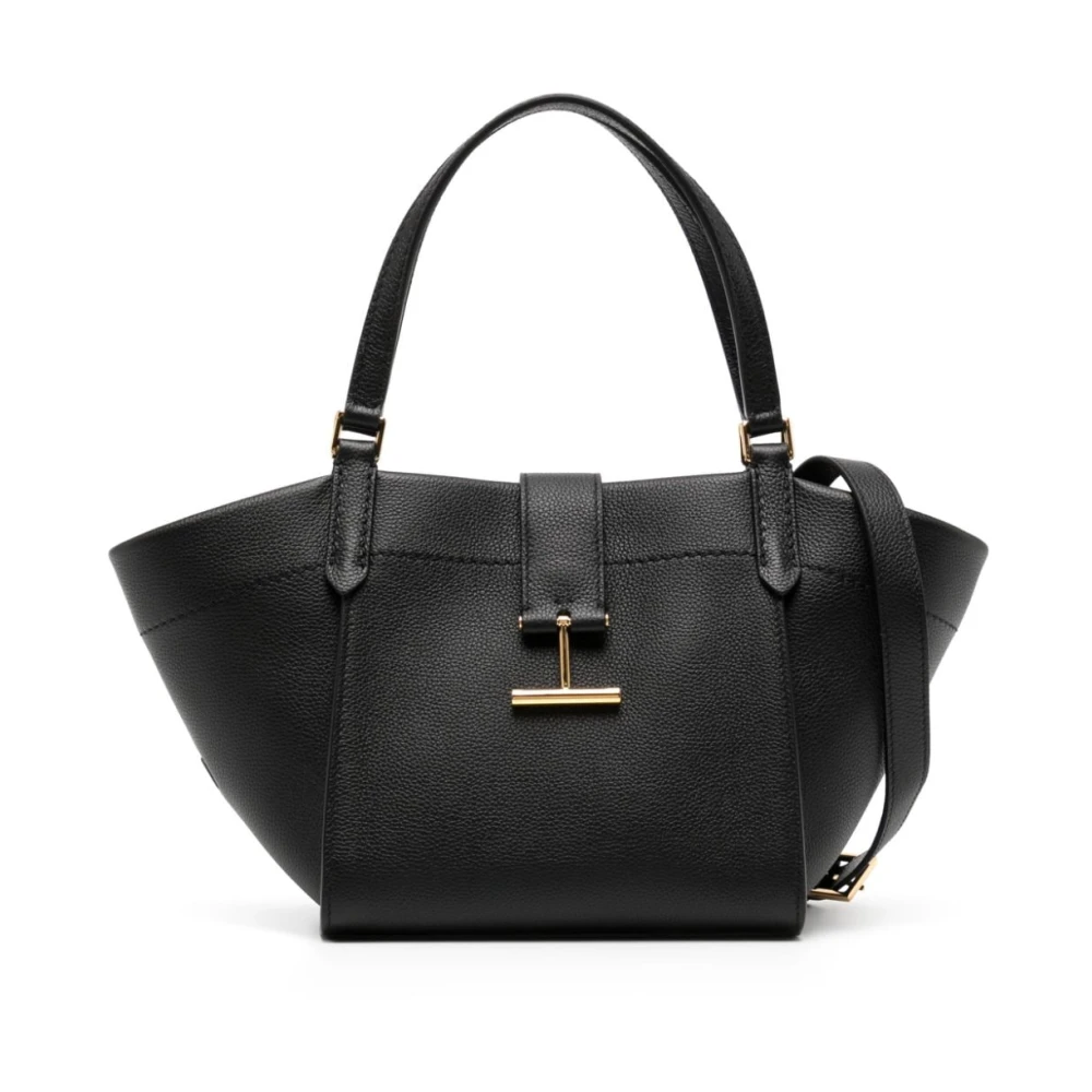 Tom Ford Gestructureerde Leren Zwarte Schoudertas Black Dames