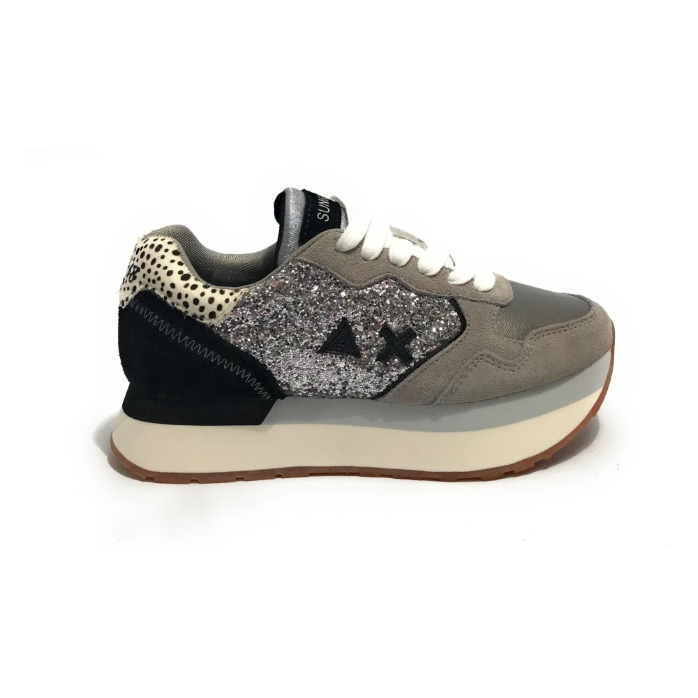 Sun68 Zilveren Glitter Hardloopschoen voor Dames Dames Schoenen Grijs