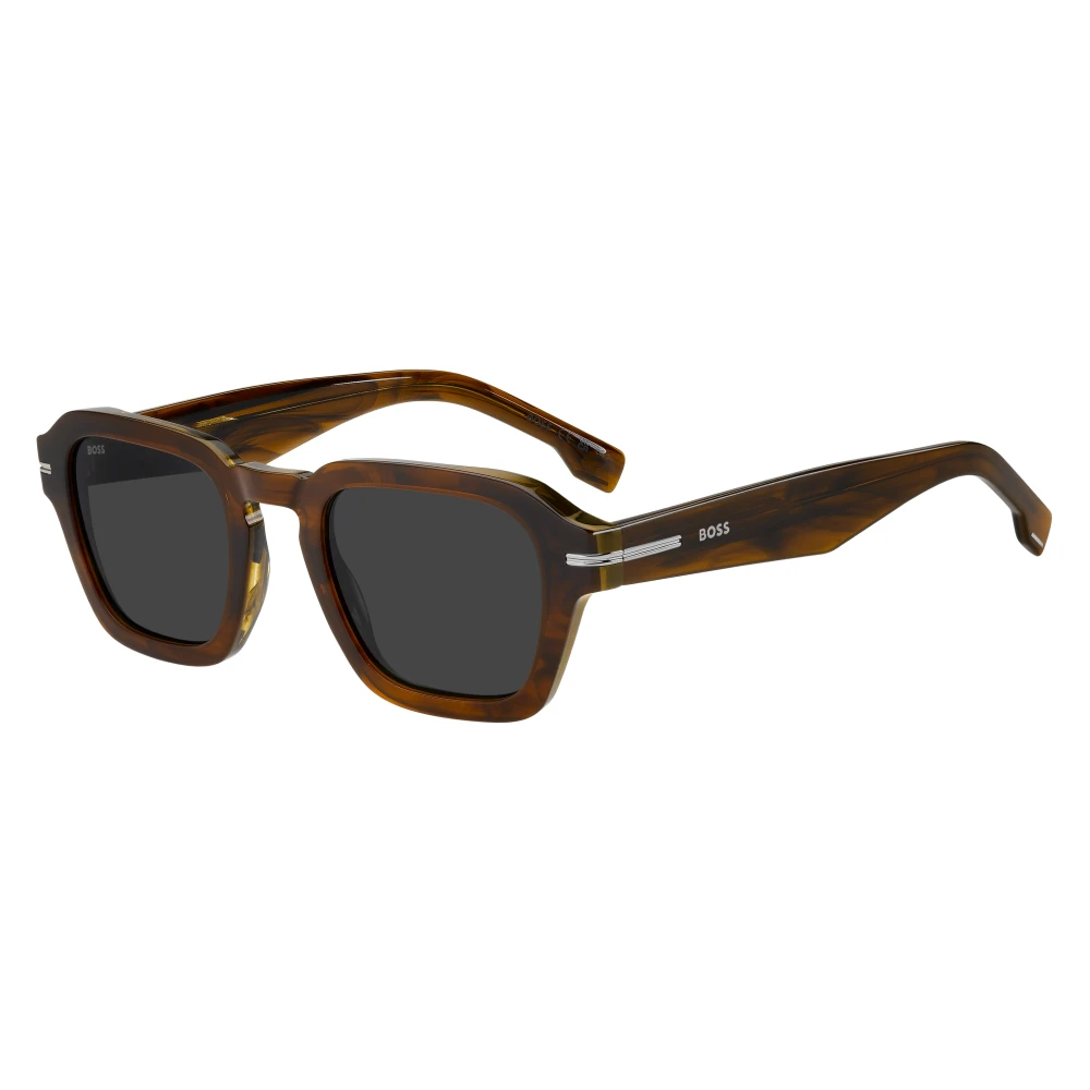 Hugo Men's Brown Horn/Grey Sunglasses