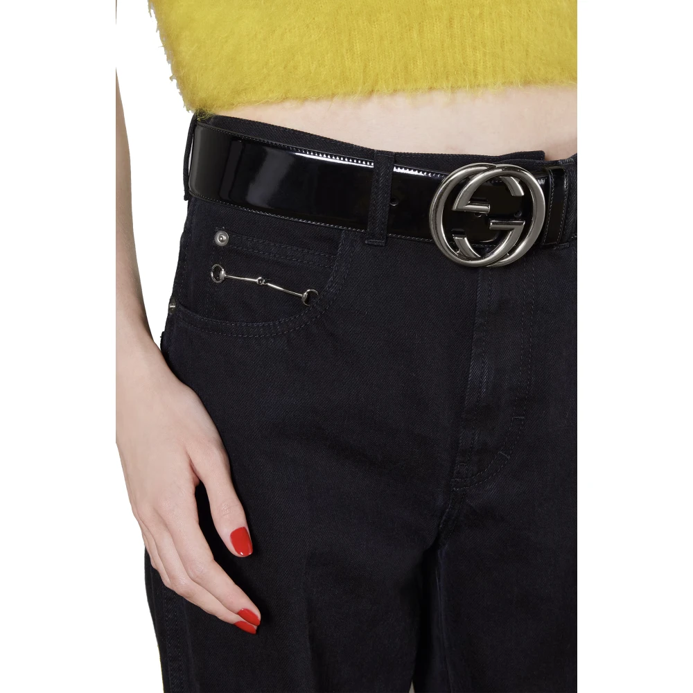 Gucci Klassieke Horsebit Denim Jeans Black Dames