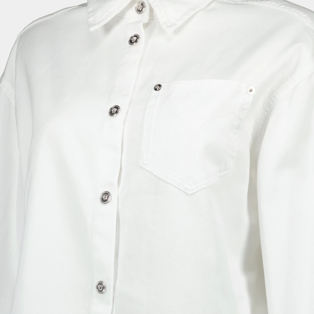 Versace Witte Denim Shirt Lente-Zomer 2025 White Dames
