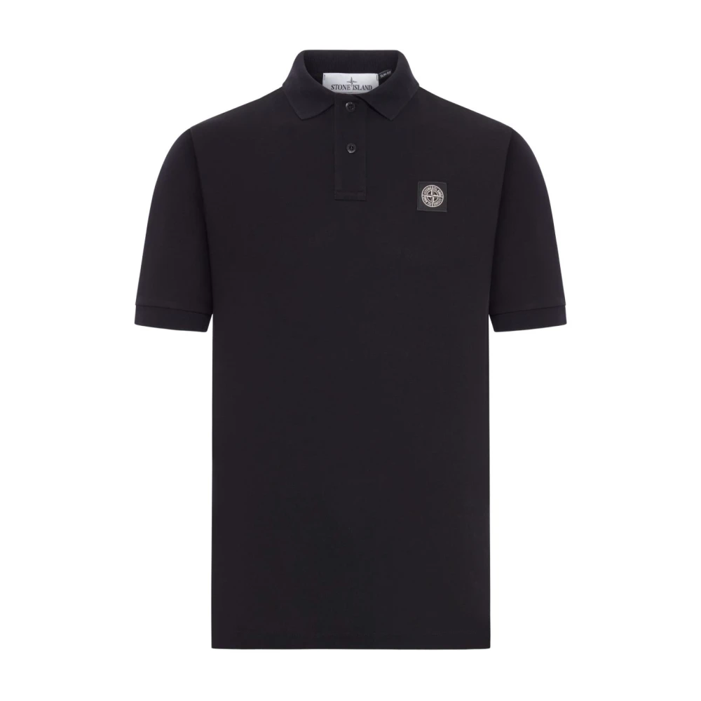 Stone Island Cotton Piqué Polo Shirt - Male - Polo Shirts - Black - M - Tops