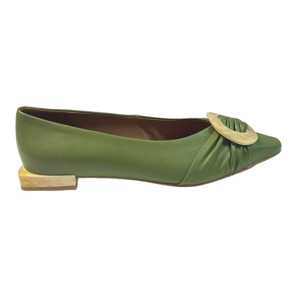 Angel Alarcon Beige Puntige Ballerina Platte Leder Green Dames