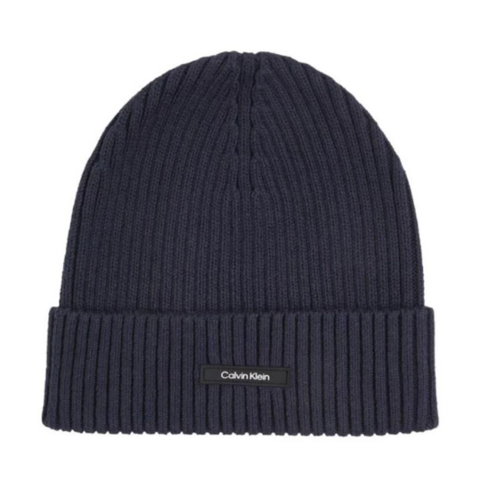 Calvin Klein Klassieke Katoenen Rib Beanie Muts Blue Heren