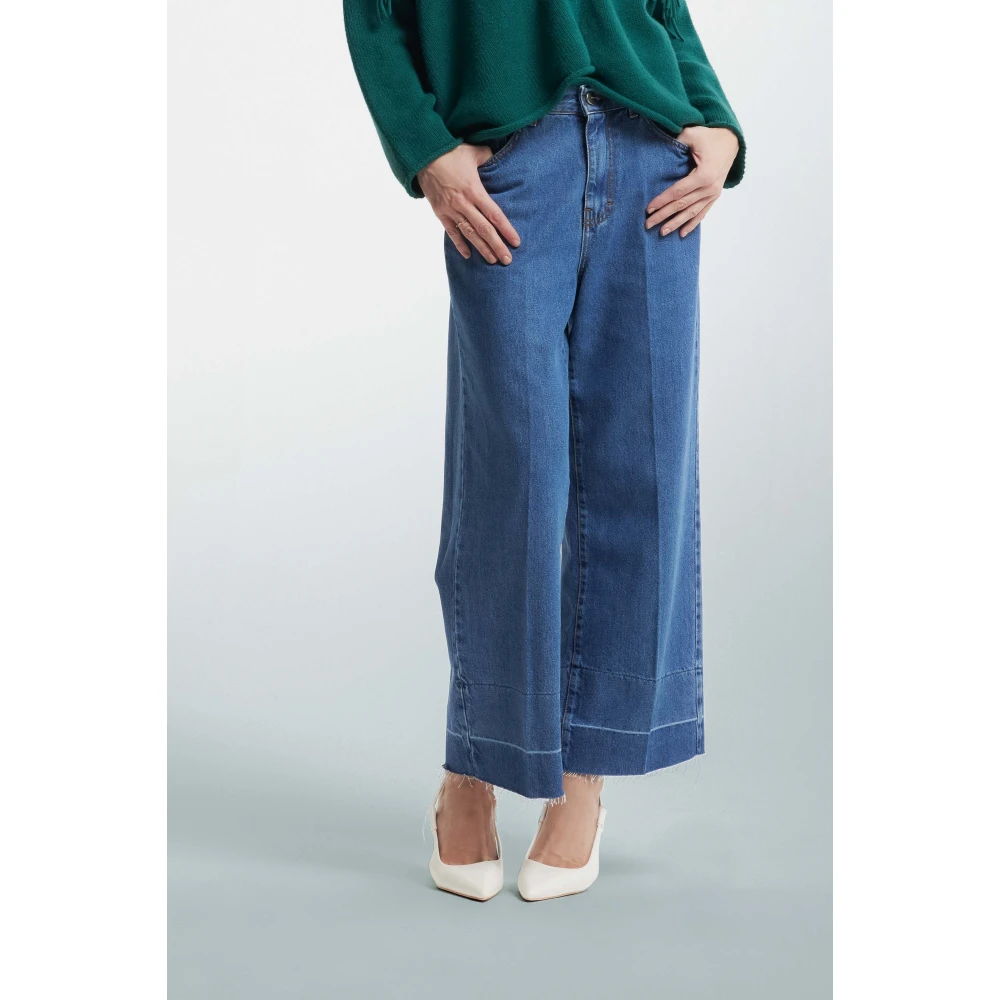 Kocca Wijde jeans met details op de zoom Blue Dames