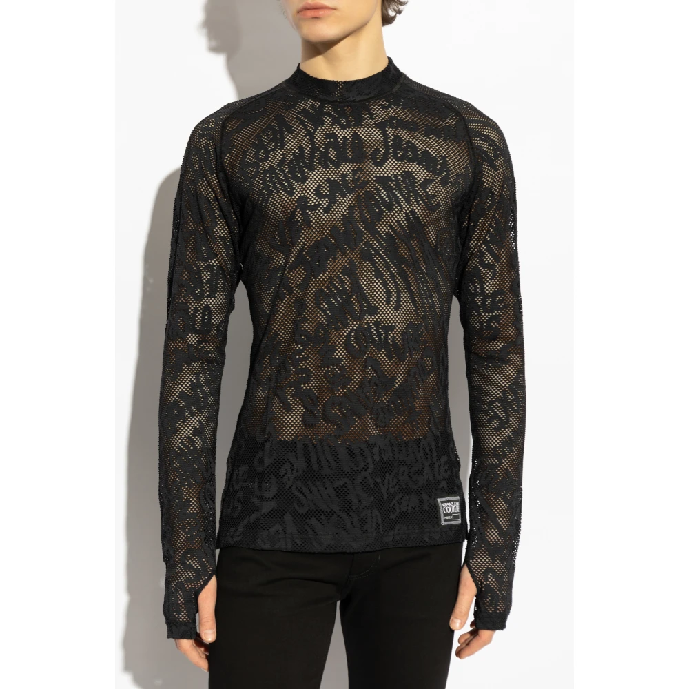 Versace Jeans Couture Kantachtige longsleeve t-shirt Black Heren