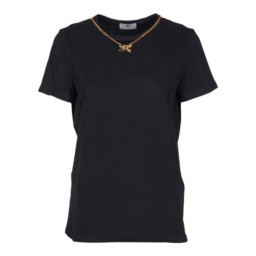 Tシャツ・カットソー ELISABETTA FRANCHI Woman T-Shirt Black MA030 110 Elisabetta Franchi Donna T-shirt con Dettaglio Traforato