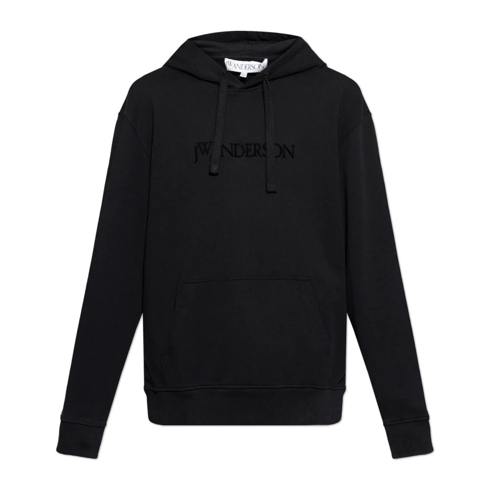 JW Anderson Zwarte hoodie met voorzak Black Heren