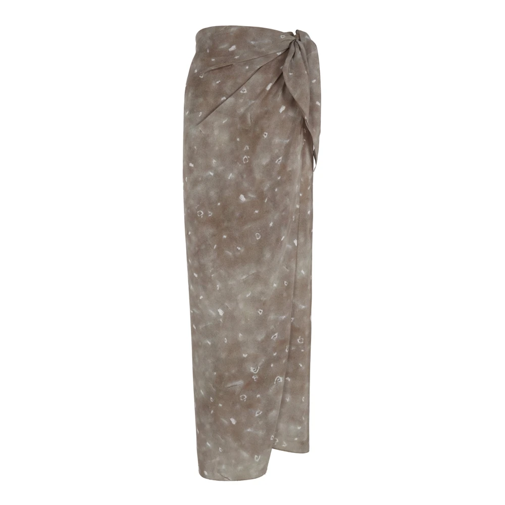Cortana Pareo zijden rok ayaz print Beige Dames