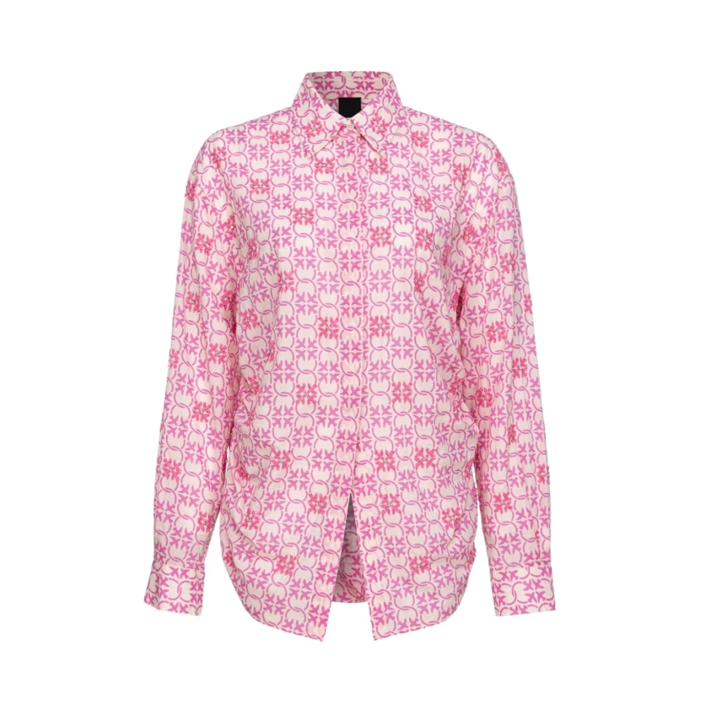 Pinko Geborduurd Monogram Muslin Shirt Pink Dames