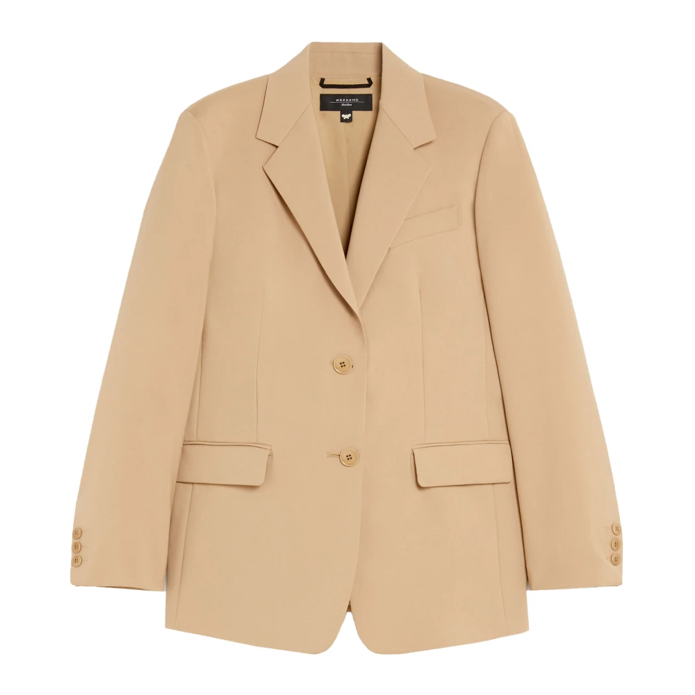 Max Mara Weekend Vrouwelijke wollen blazer met reverskraag Beige Dames