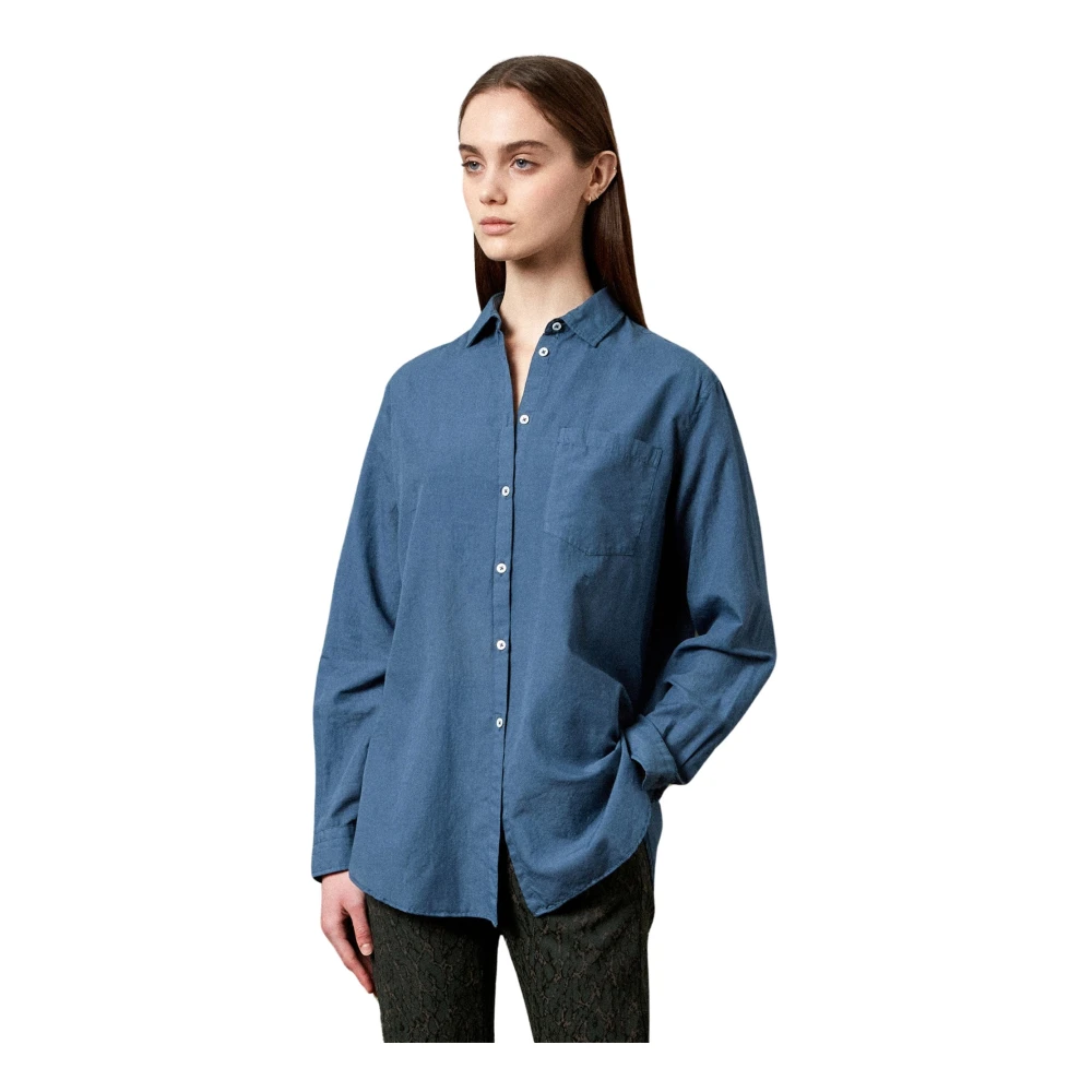 Massimo Alba Comfortabele overhemd met geborduurd embleem Blue Dames