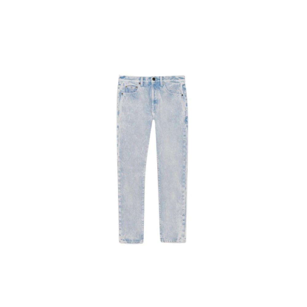 Saint Laurent Laaghangende Versleten Spijkerbroek Blue Dames