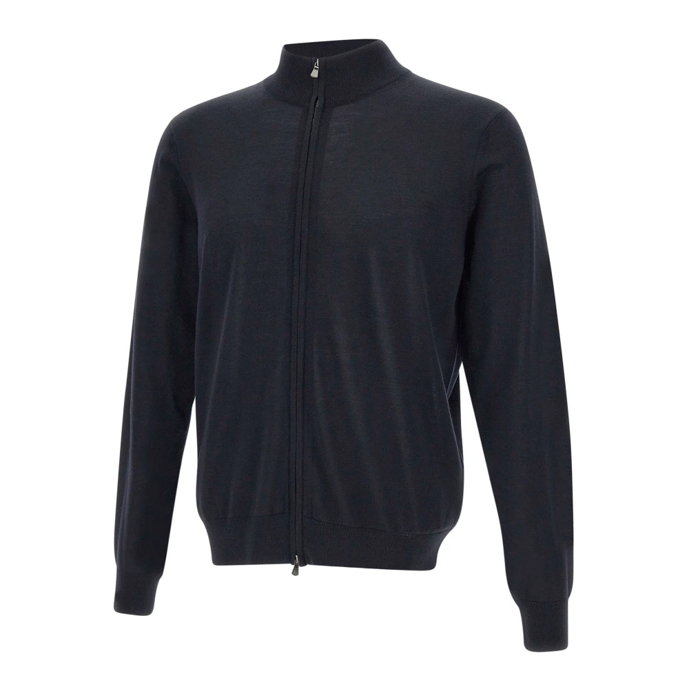 Filippo De Laurentiis Blauwe Wollen Trui met Ritssluiting Blue Heren