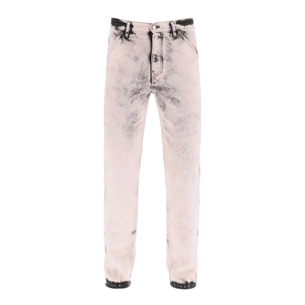 Oamc Stone Washed Straight Leg Jeans Pink Heren