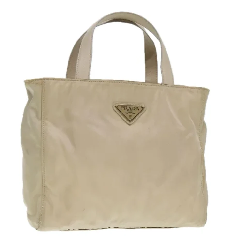 Prada Vintage Pre-owned Nylon handbags Beige Dames