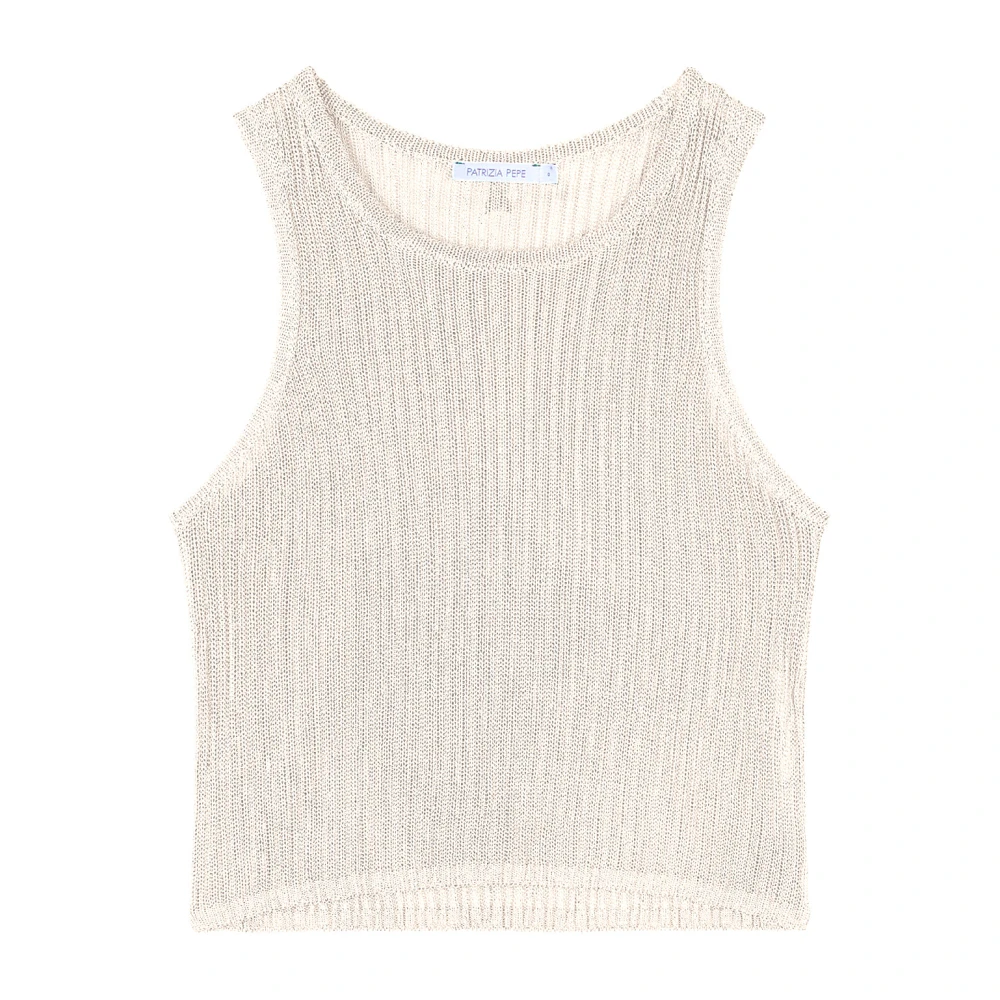 Patrizia Pepe Women's Beige Sleeveless Knitted Top - Sleeveless Tops - M - Tops