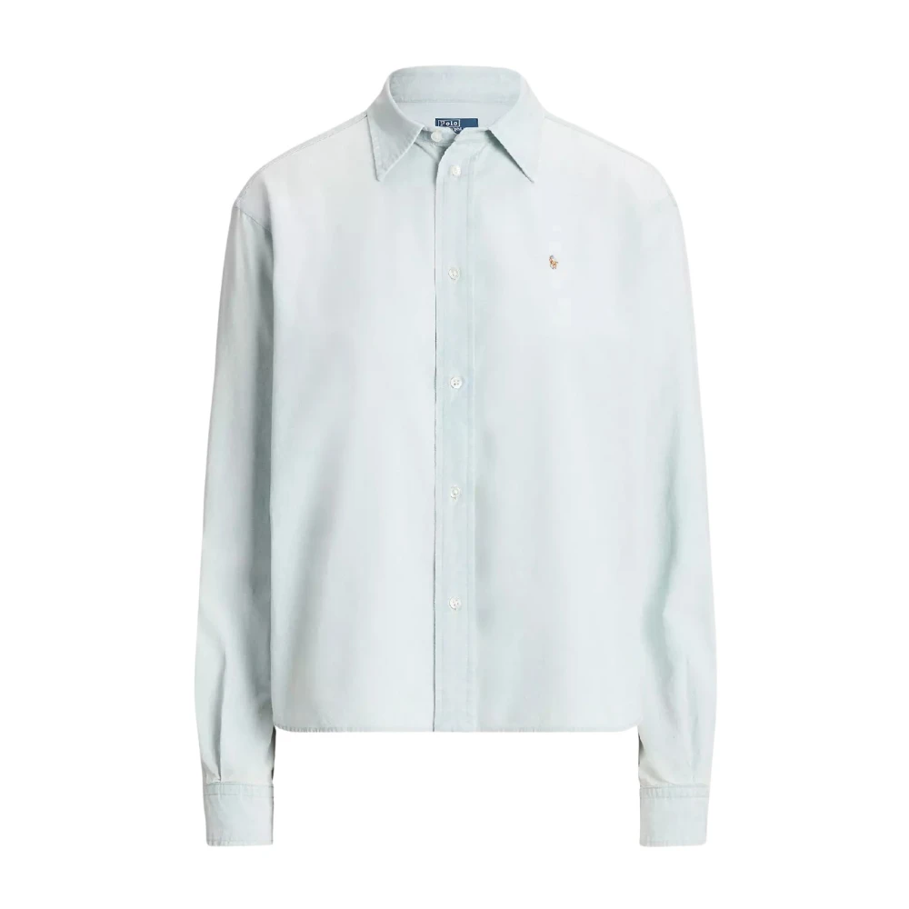 Ralph Lauren Women's Blue Cotton Shirt Relaxed Fit With Logo