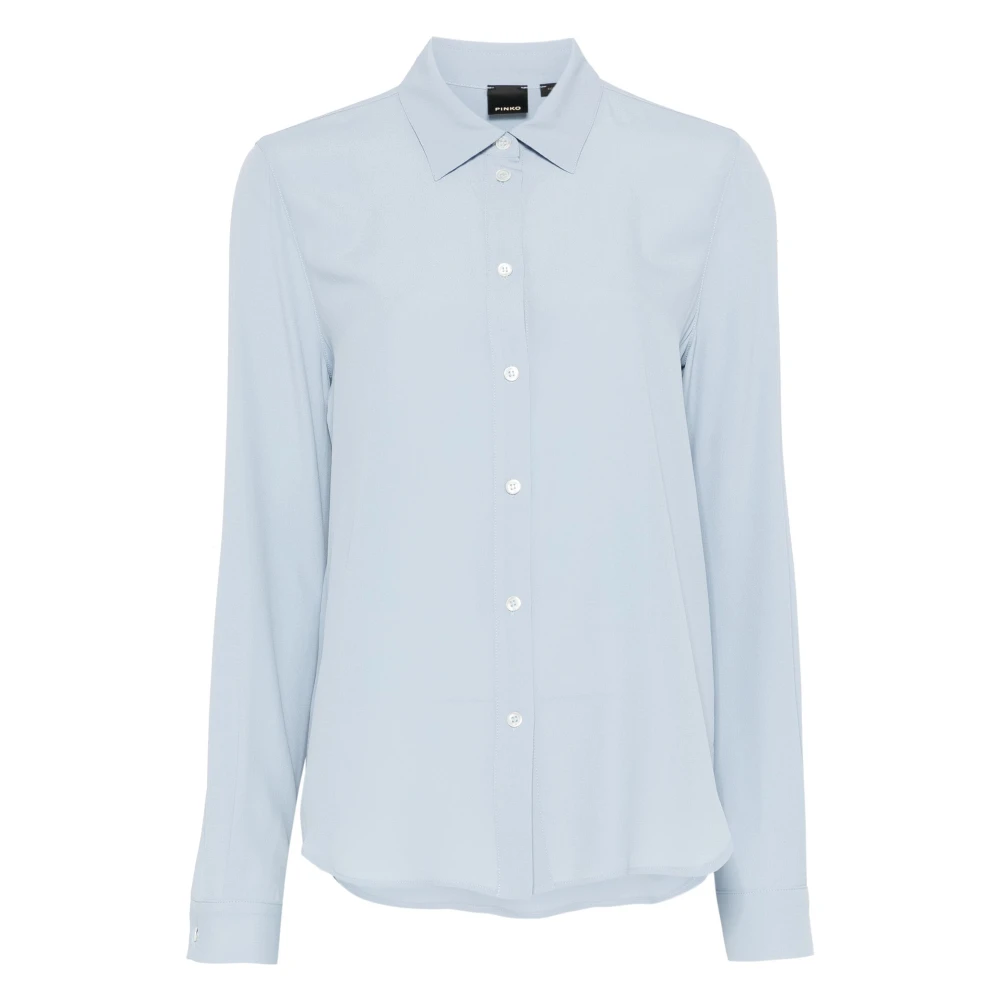 Pinko Blauwe Zijden Overhemd met Lange Mouwen Blue Dames