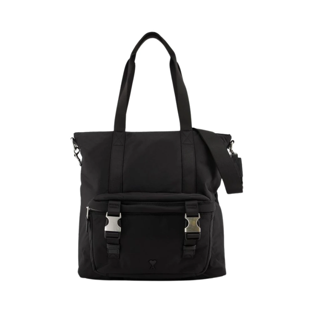 Ami Paris Logo Shopper Stijlvolle Tote Bag voor modebewuste Black