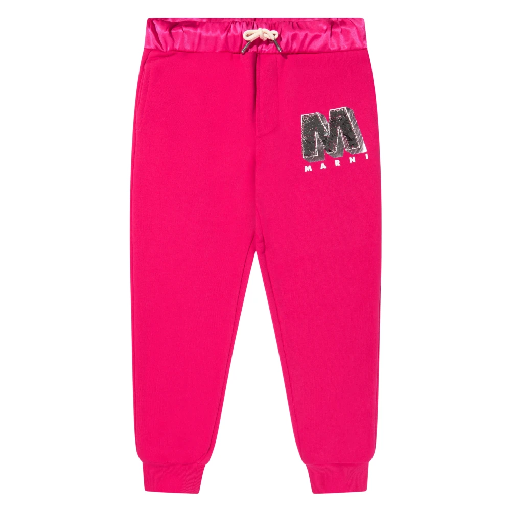 Marni Girls Pink Sweatpants, 12 Y, Logo Joggers