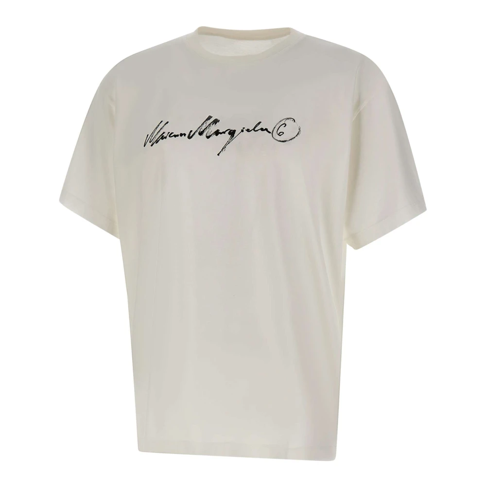 Mm6 Maison Margiela Men's White T-Shirts, S, Cotton T-Shirt