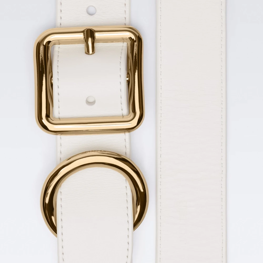 Jacquemus Cirkel Vierkant Gesp Leren Riem White Dames