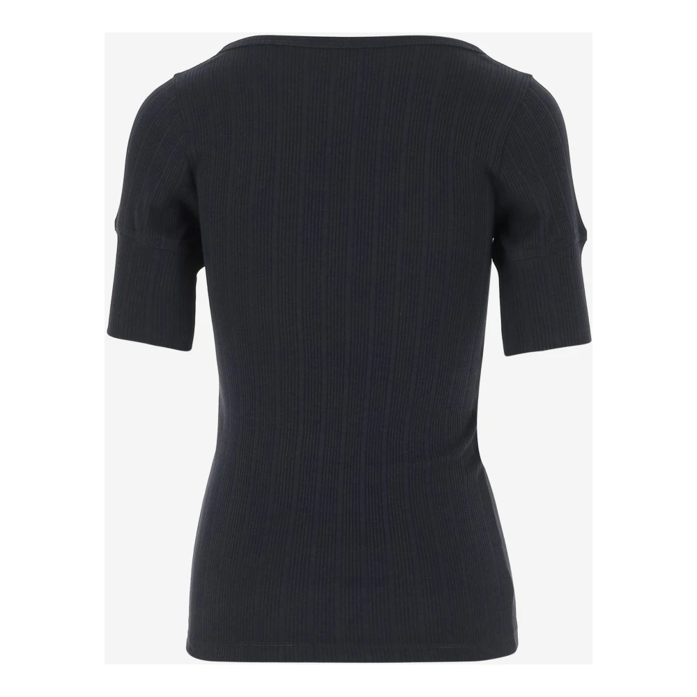 Patou Logo Gebreid T-shirt met Ritssluiting Blue Dames