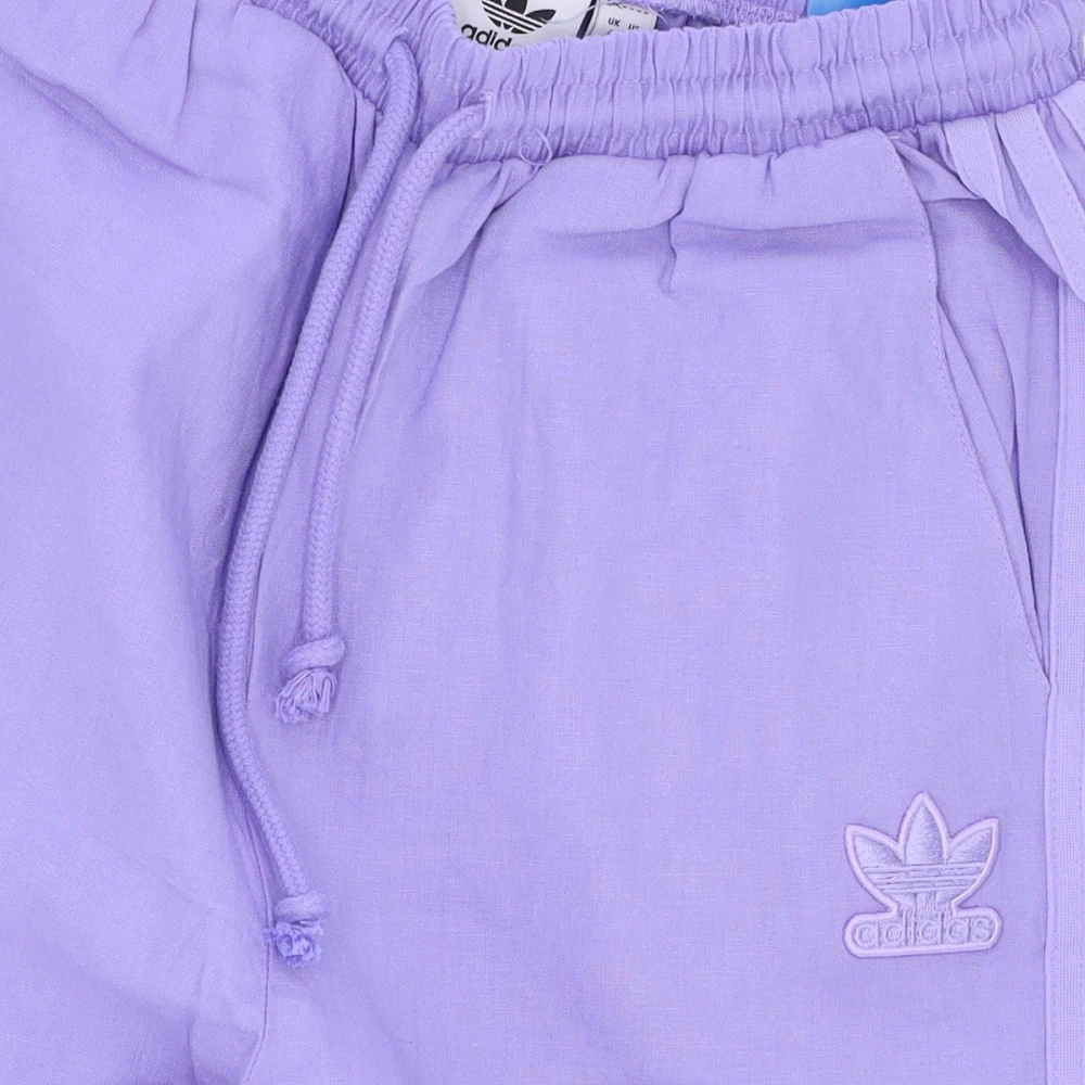 Adidas Paarse Linnen Wijde Pijp Sweatpants Purple Dames