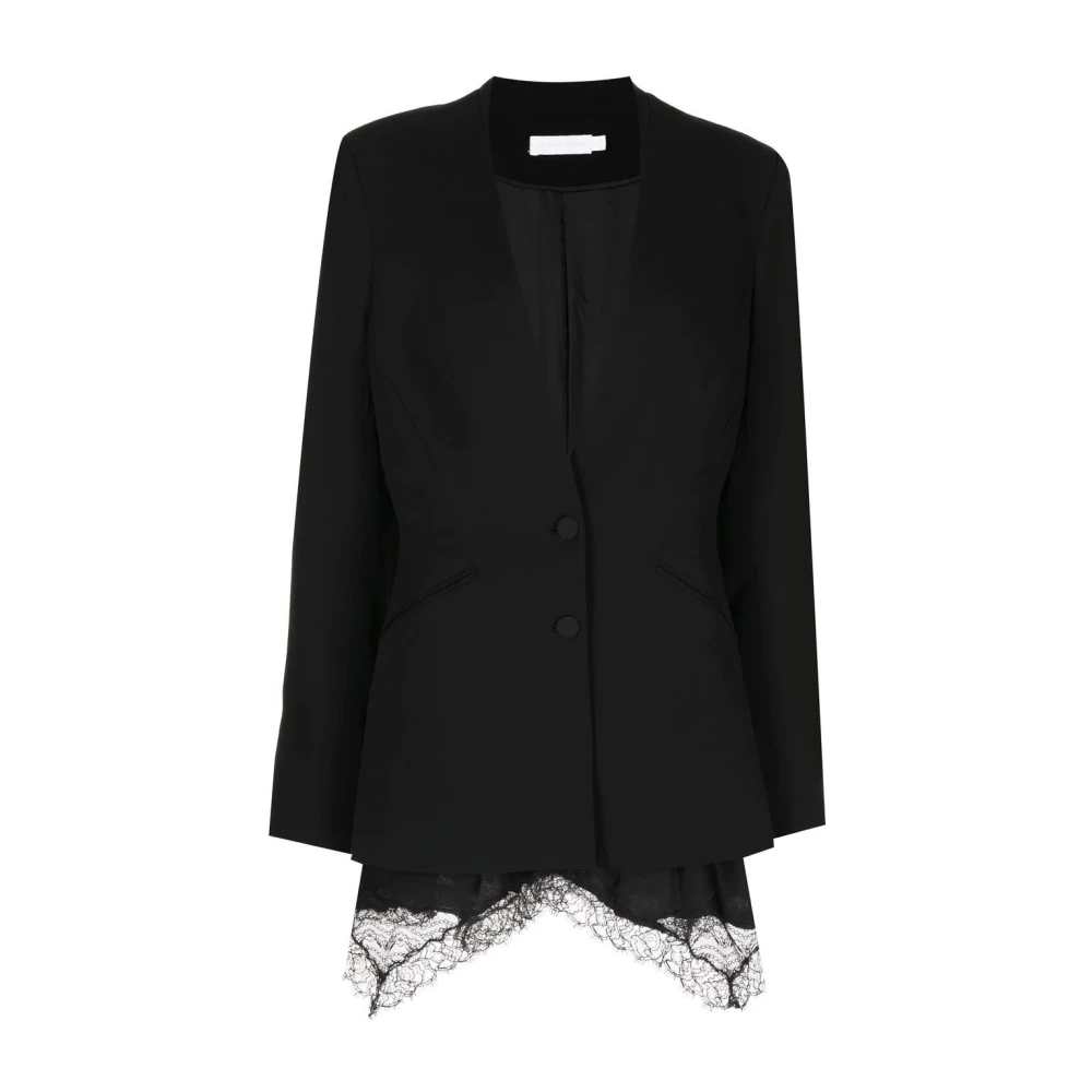 Simkhai Zwarte Crepe Combo Casual Blazer Black Dames