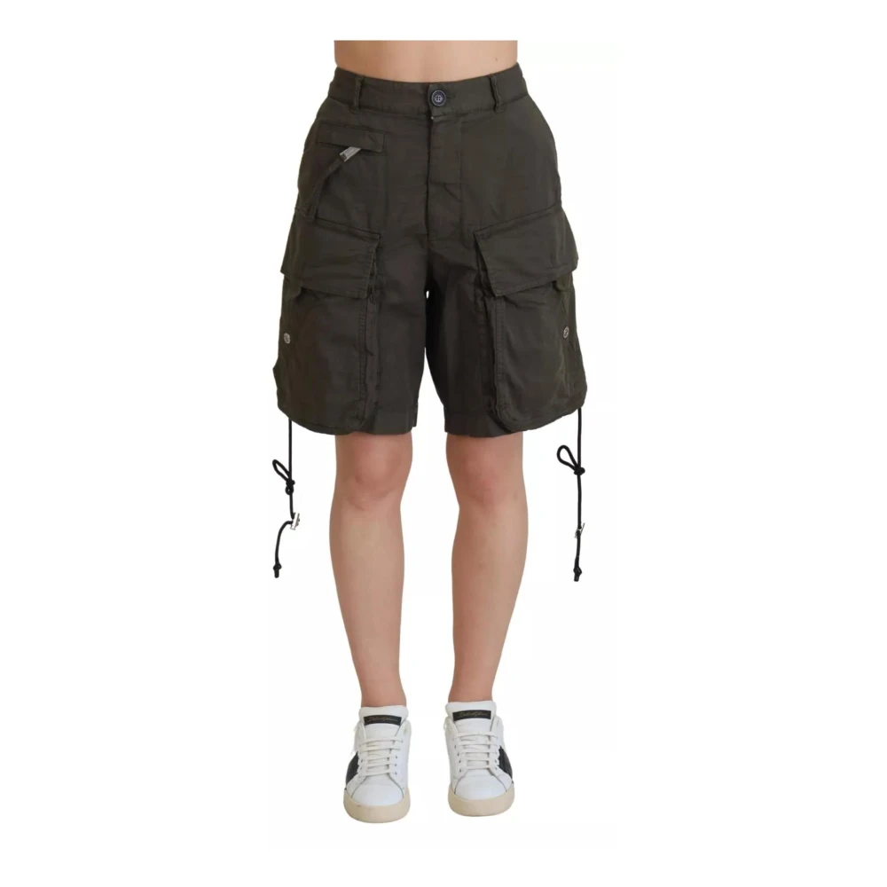 Dsquared2 Hoge Taille Groene Cargo Shorts Vrouwen Green Dames