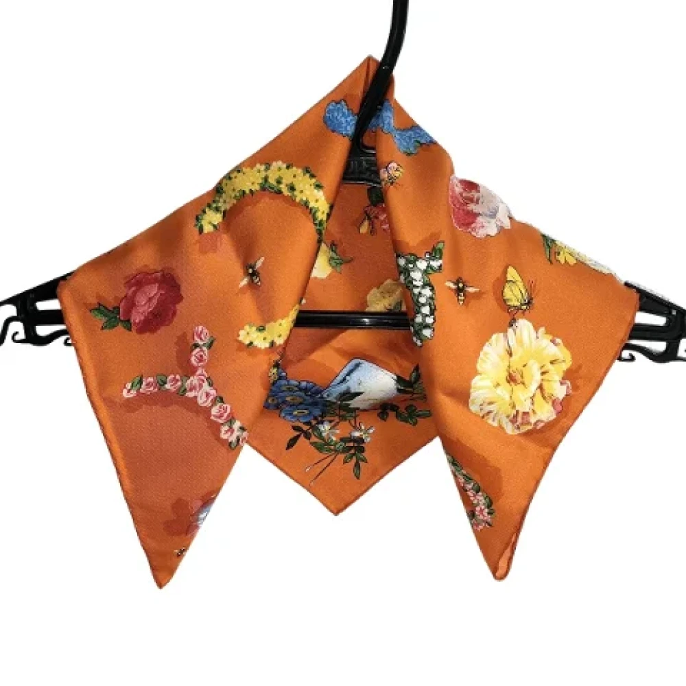 Gucci Vintage Pre-owned Silk scarves Orange Dames