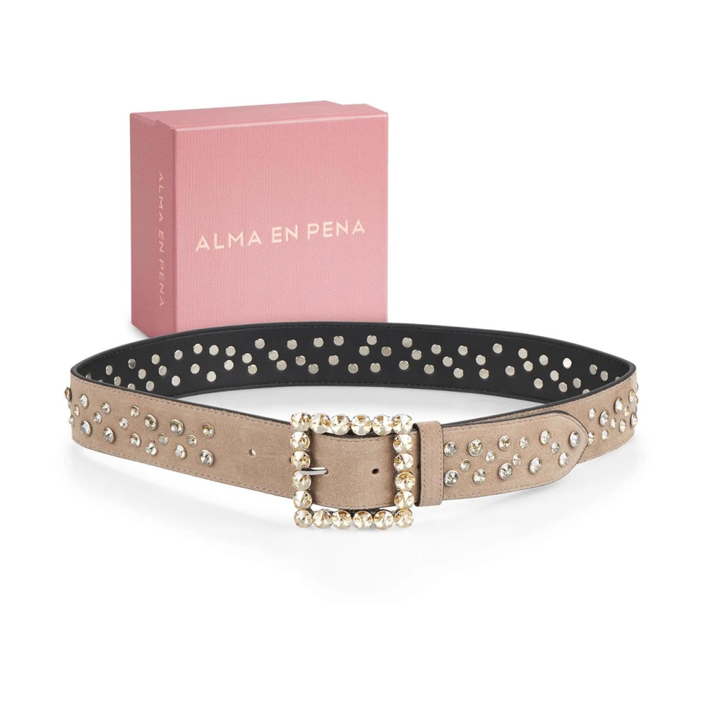Alma en Pena Leren riem studs Brown Dames
