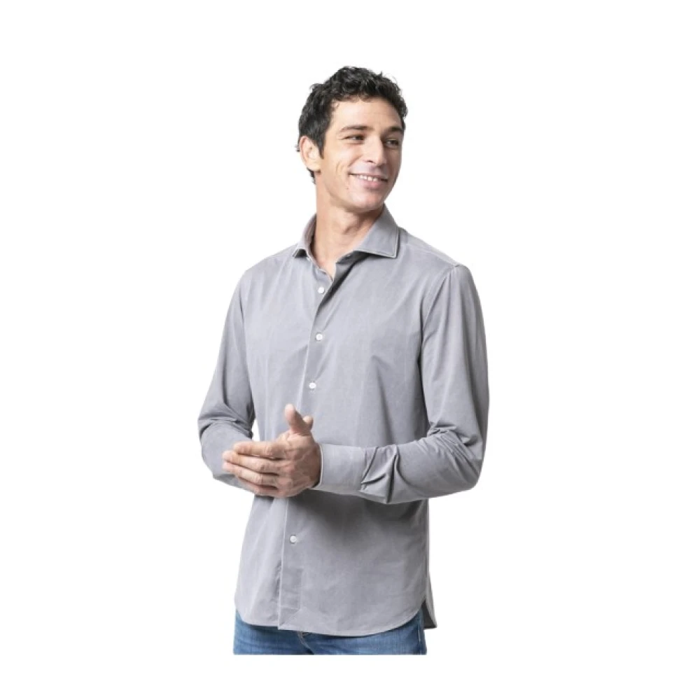 Orian Taupe Velvet Shirt Lange Mouw Gray Heren
