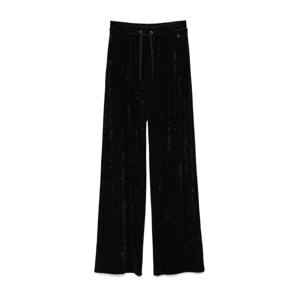 Herno Chenille Wide Leg Broek Black Dames