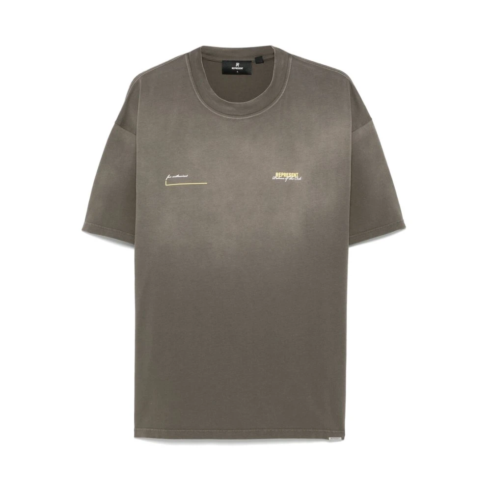 Represent T-shirt met logo-opdruk en ronde hals Green Heren