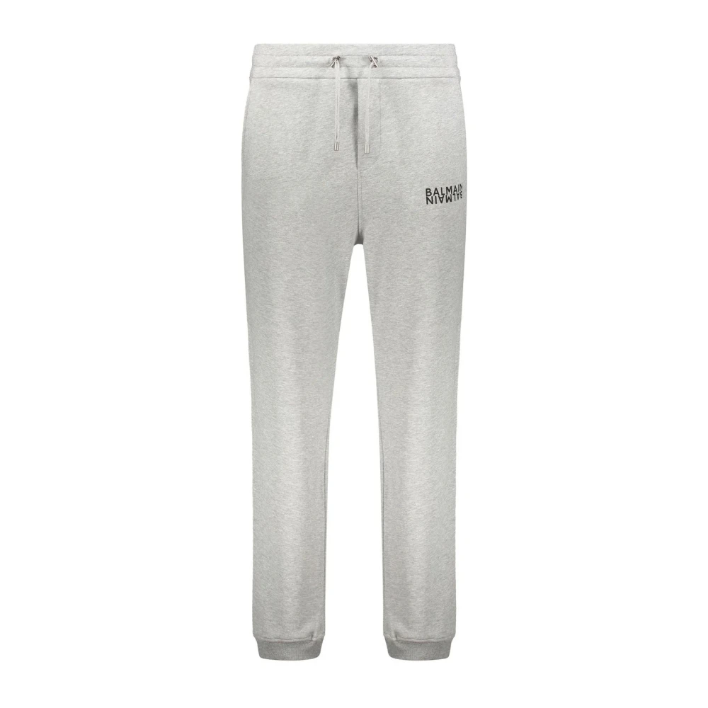 Balmain Gray Logo-Print Jogging Trousers - Male - Sweatpants - 2XL - Trousers